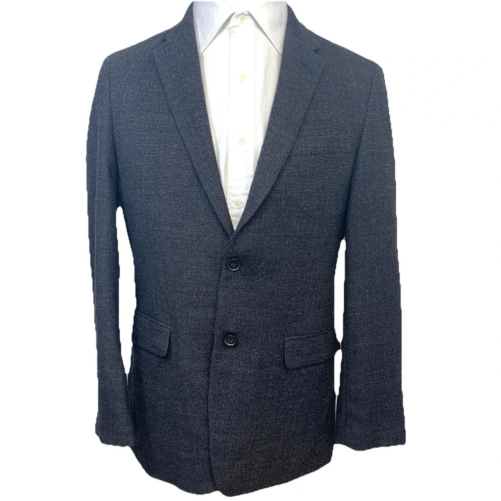 Tommy Hilfiger Sport Coat Blazer Black Tweed 40 R Wool  2 Button Business  Work
